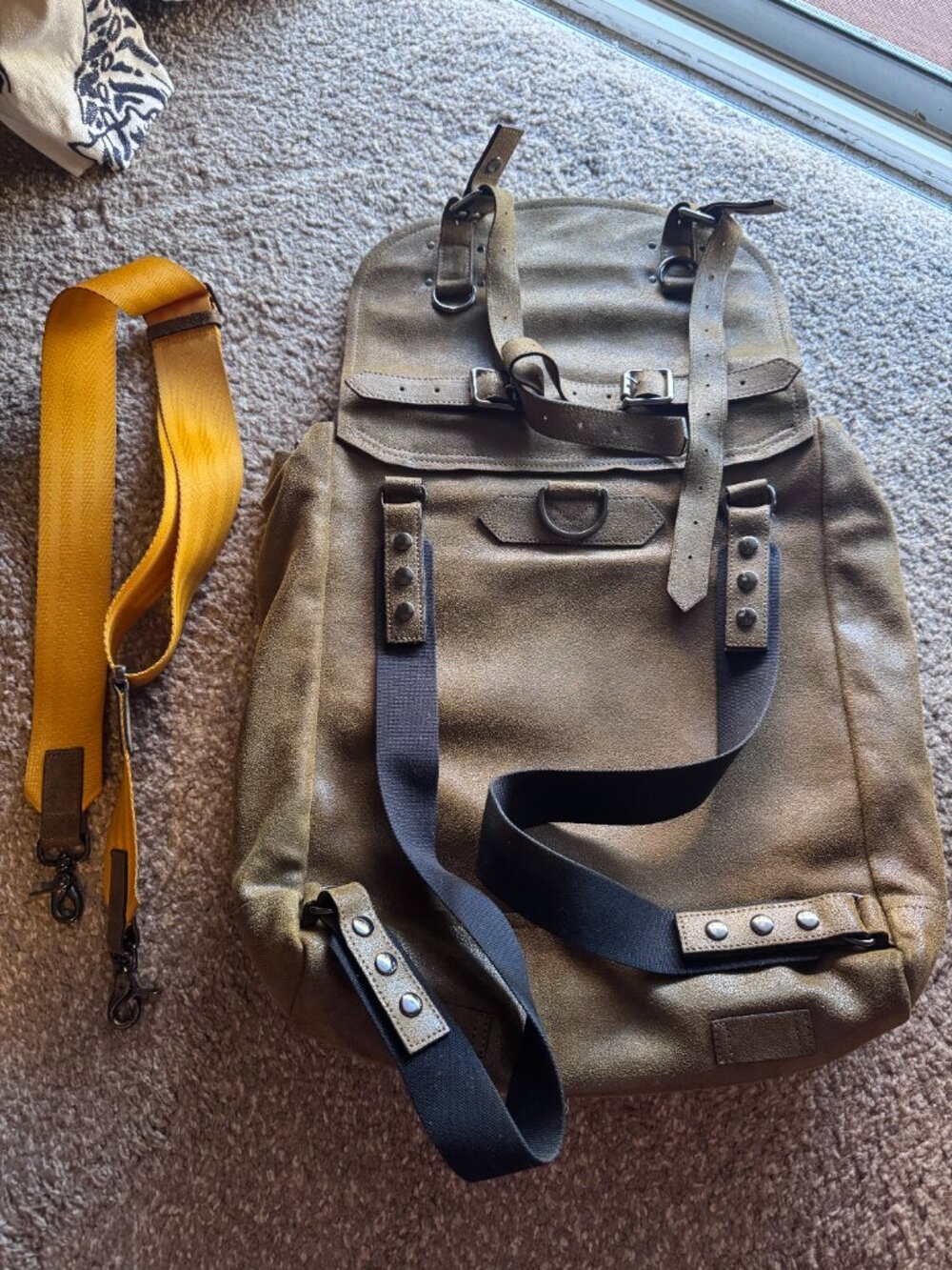 RARE Timbuk2 x Phoebe Dahl JetSet Convertible Leather & Canvas Backpack+Clutch